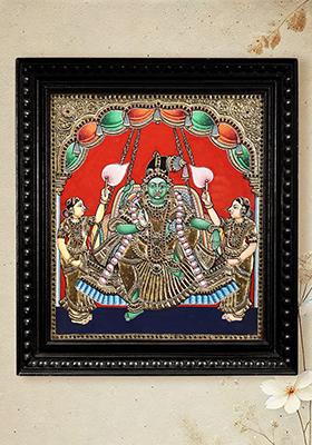 Divine Elegance Goddess Meenakshi Tanjore Painting