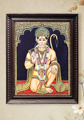 Lord Hanuman Ji Tanjore Painting 24K Gold