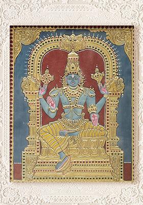 Lord Vishnu Tanjore Painting 24K Gold