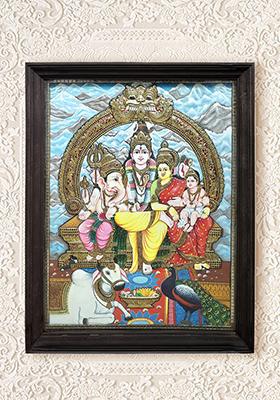 Lord Shiva Family Tanjore Painting