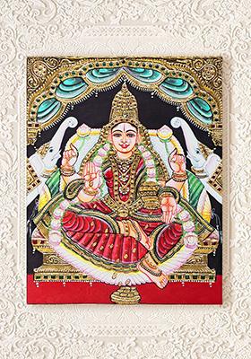 Traditional Thanjavur Art – Gajalakshmi Seated In Padmasana