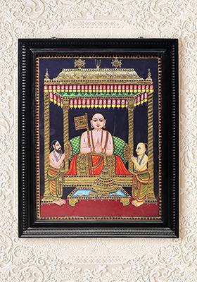 Handcrafted Tanjore Painting Of Ramanujacharya With 24K Gold Work