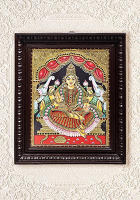 Padmasana Gajalakshmi Tanjore Painting 24K Gold