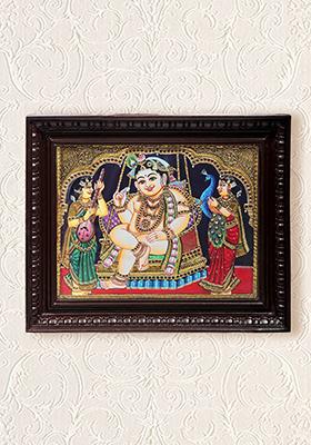 Navaneeta Krishna Tanjore Painting 24K Gold