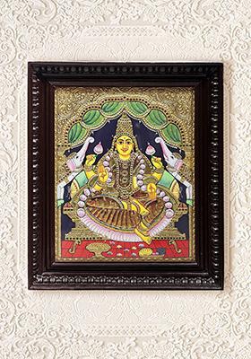 Padmasana Gajalakshmi Tanjore Painting 24K Gold