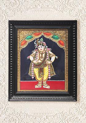 Lord Krishna Tanjore Painting 24K Gold