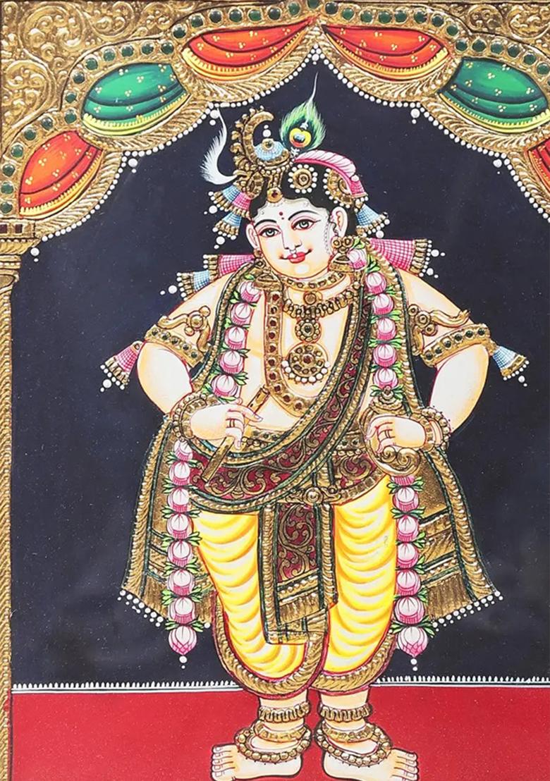 Lord Krishna Tanjore Painting 24K Gold