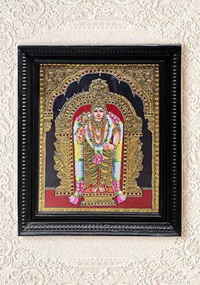 Karttikeya Tanjore Painting 24K Gold