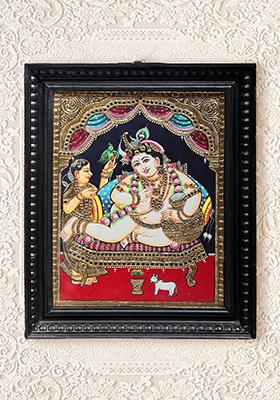 Butter Krishna Tanjore Painting 24K Gold