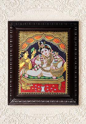 Butter Krishna Tanjore Painting 24K Gold