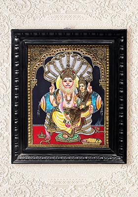 Lord Narasimha With Goddess Lakshmi Tanjore Painting