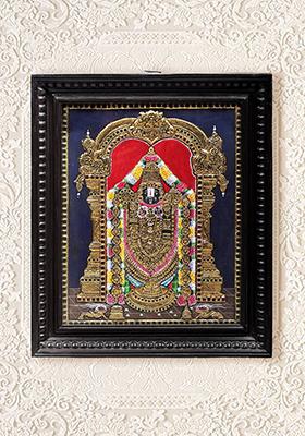 Lord Venkateshvara Balaji Tanjore Painting 24K Gold