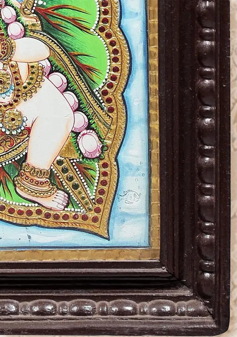 Vatapatra-Shayi Krishna Tanjore Painting 24K Gold