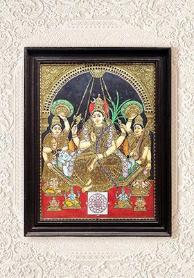 Goddess Rajarajeshwari Tanjore Painting 24K Gold