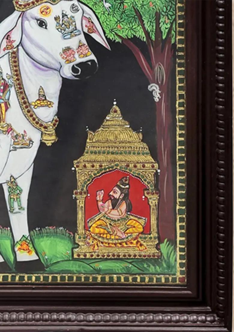 Nandini The Holy Cow Tanjore Painting 24K Gold