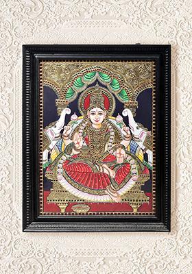 Padmasana Gajalakshmi Tanjore Painting 24K Gold