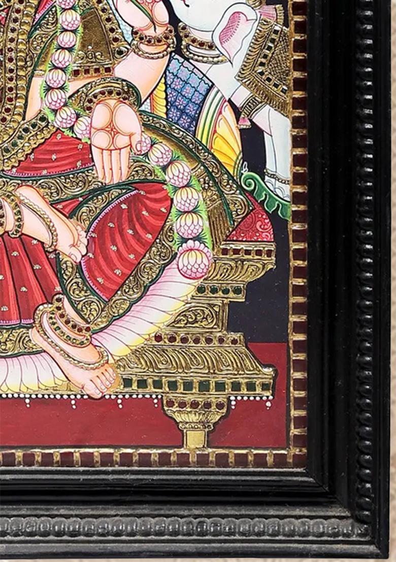 Padmasana Gajalakshmi Tanjore Painting 24K Gold