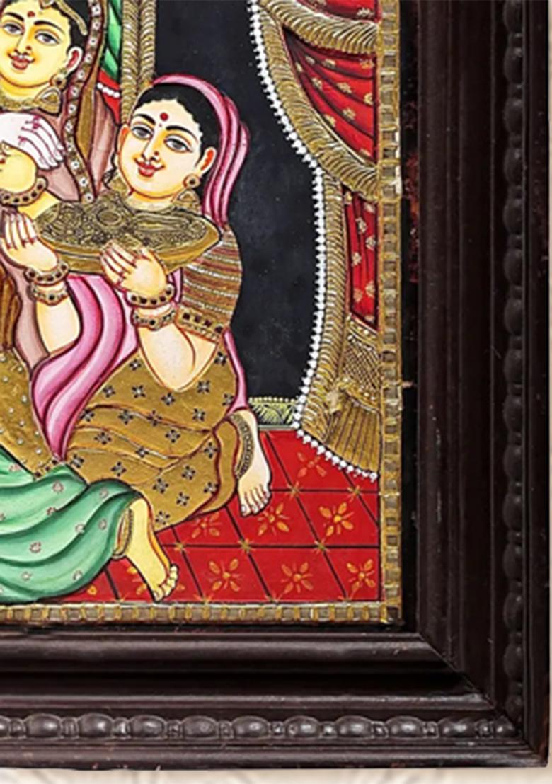 Gopis Decorating Lord Krishna Tanjore Painting 24K Gold