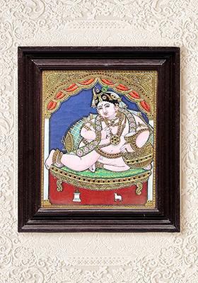 Butter Krishna Tanjore Painting 24K Gold