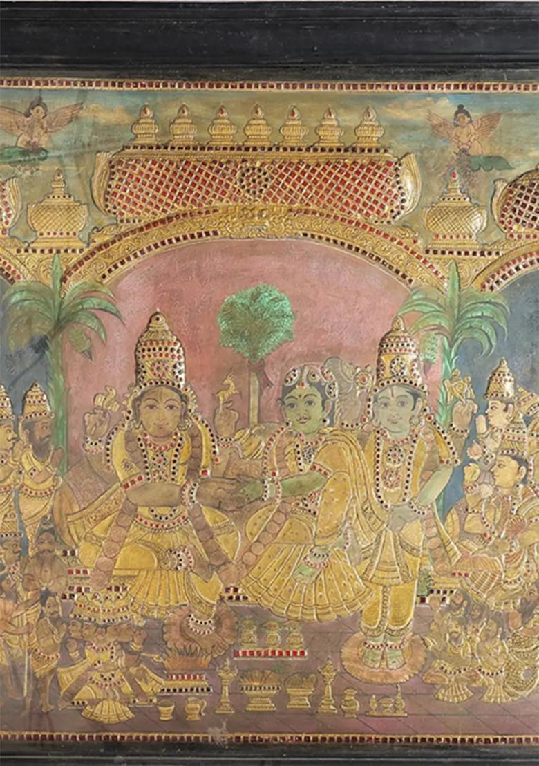 Meenakshi Kalyanam Tanjore Painting 24K Gold