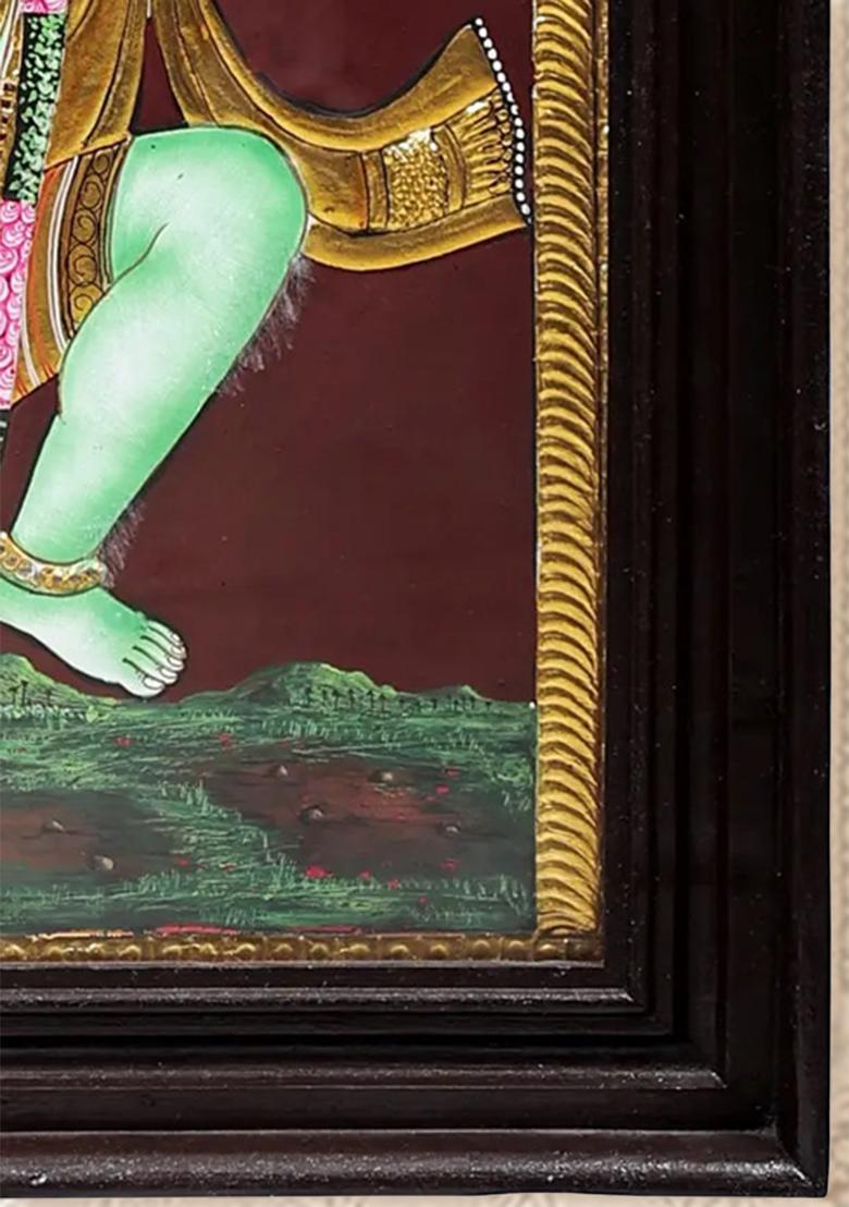 Lord Hanuman Carrying Sanjeevani Booti Tanjore Painting