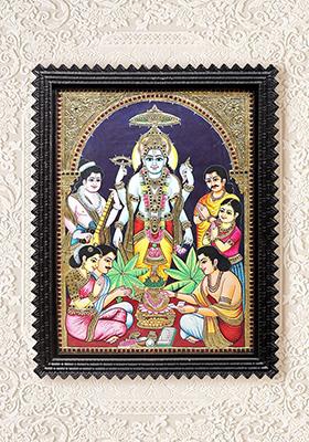 Satyanarayan Katha Tanjore Painting 24K Gold