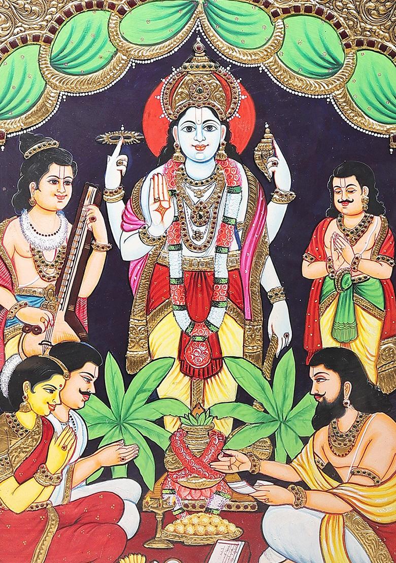 Lord Vishnu Tanjore Painting