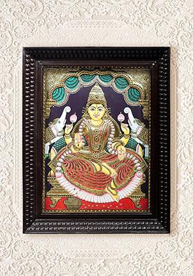 Padmasana Gajalakshmi Tanjore Painting