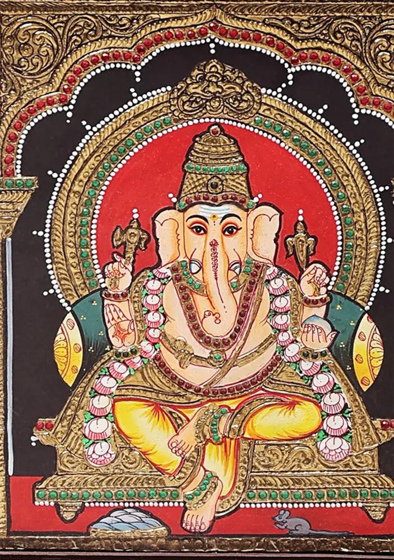 Lord Ganesha Tanjore Painting 24K Gold
