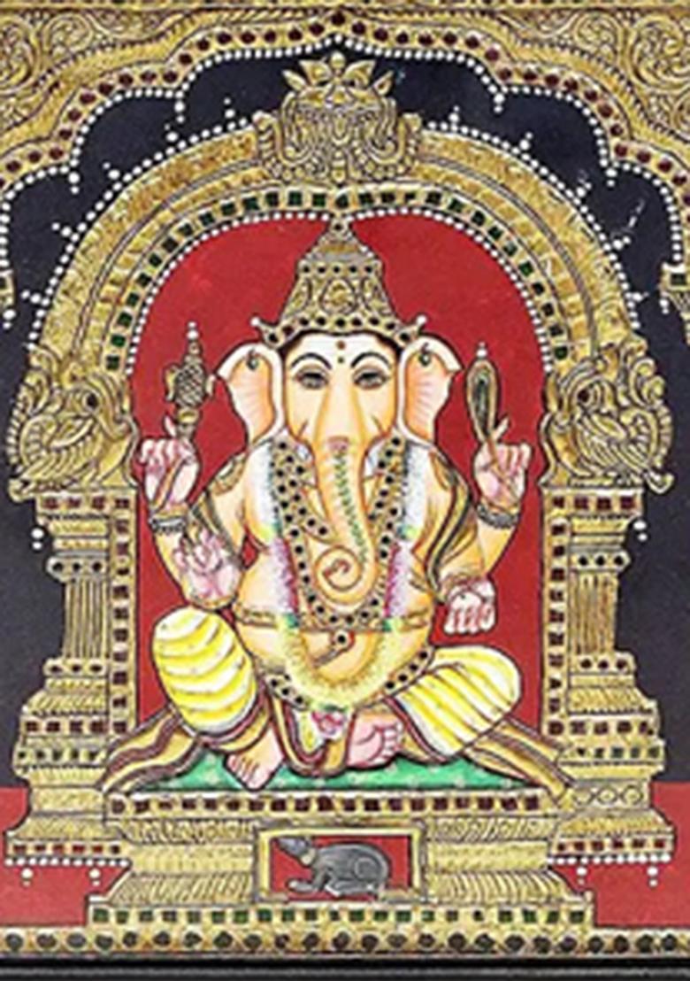 Lord Ganesha Tanjore Painting 24K Gold
