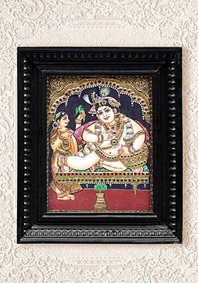 Butter Krishna Tanjore Painting 24K Gold