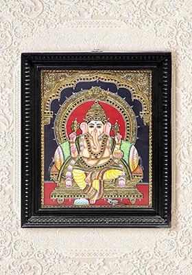 Bhagwan Ganesha Tanjore Painting 24K Gold