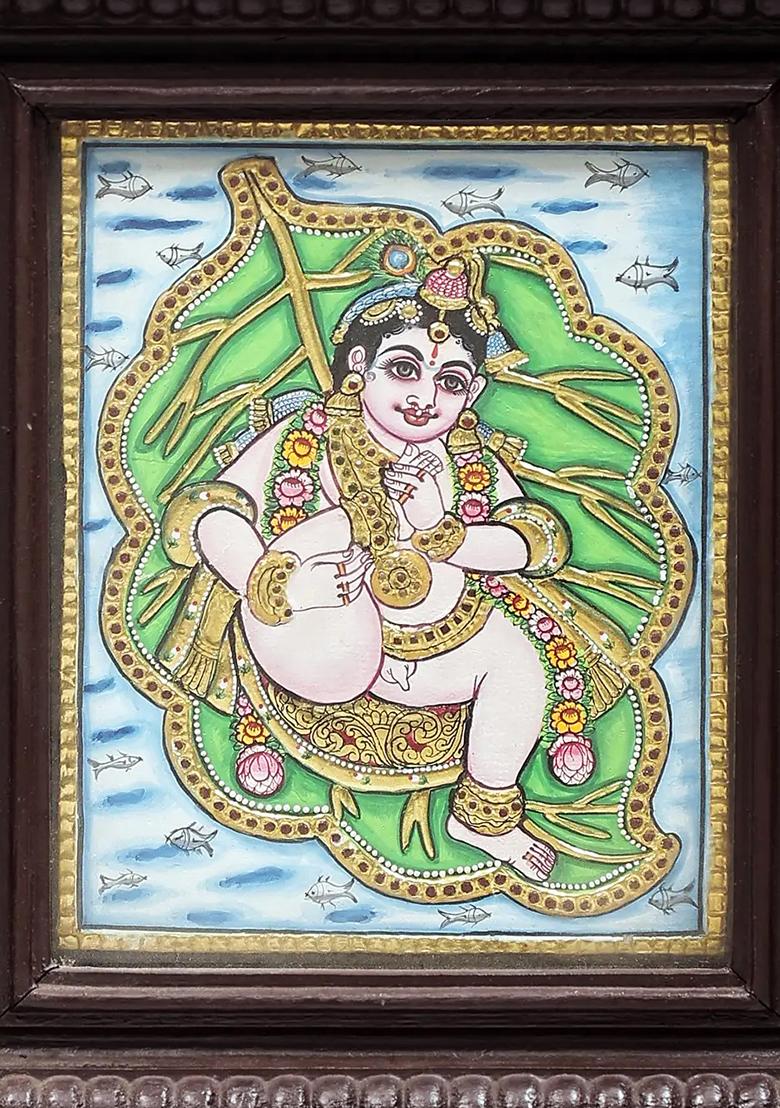 Vatapatrashayi Krishna Tanjore Painting