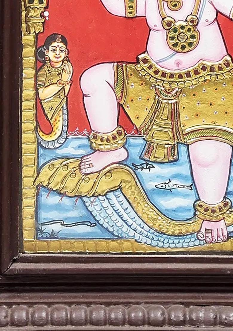 Lord Krishna Dancing On Serpent Kaliya Tanjore Painting