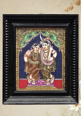 Lord Krishna And Radha Tanjore Painting