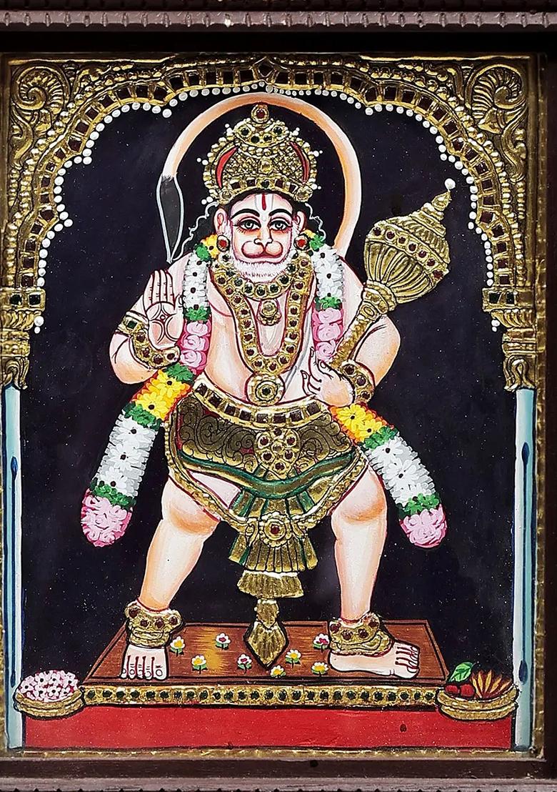 Lord Hanuman Ji Tanjore Painting
