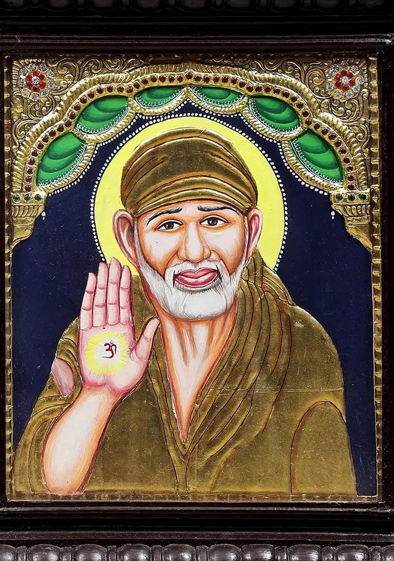 Blessing Sai Baba Tanjore Painting
