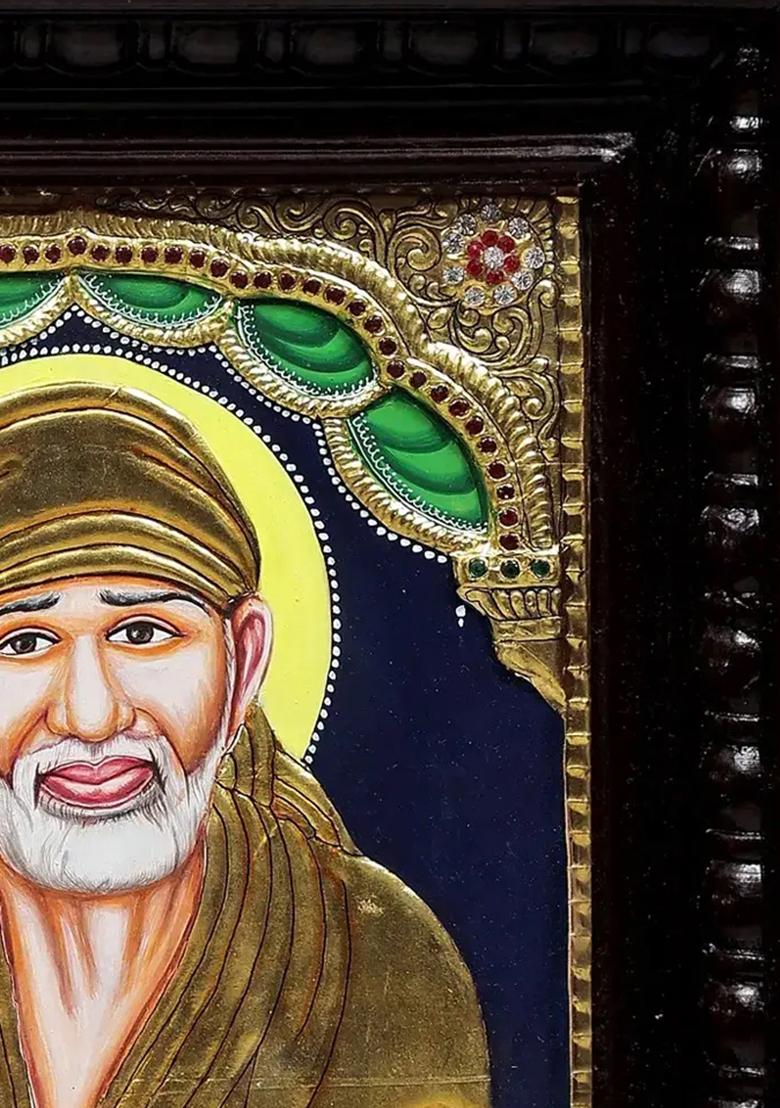 Blessing Sai Baba Tanjore Painting