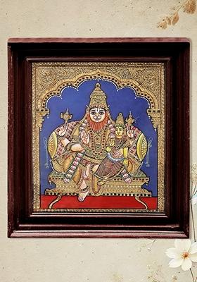 Lord Narasimha With Goddess Lakshmi Tanjore Painting