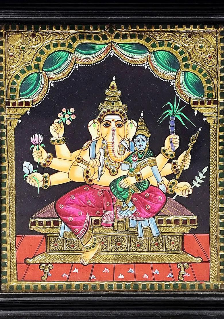 Lord Ganesha Tanjore Painting 24K Gold