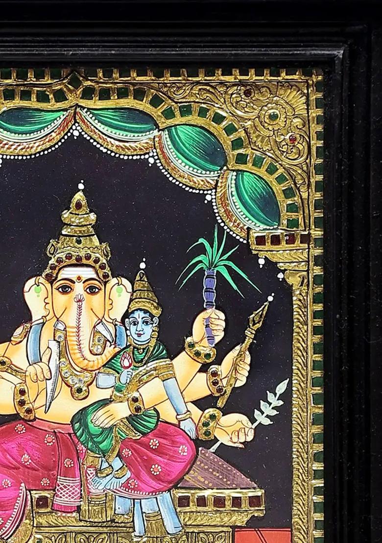 Lord Ganesha Tanjore Painting 24K Gold