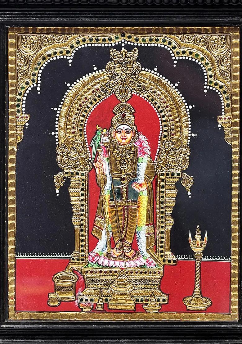 Goddess Meenakshi Tanjore Painting 24K Gold