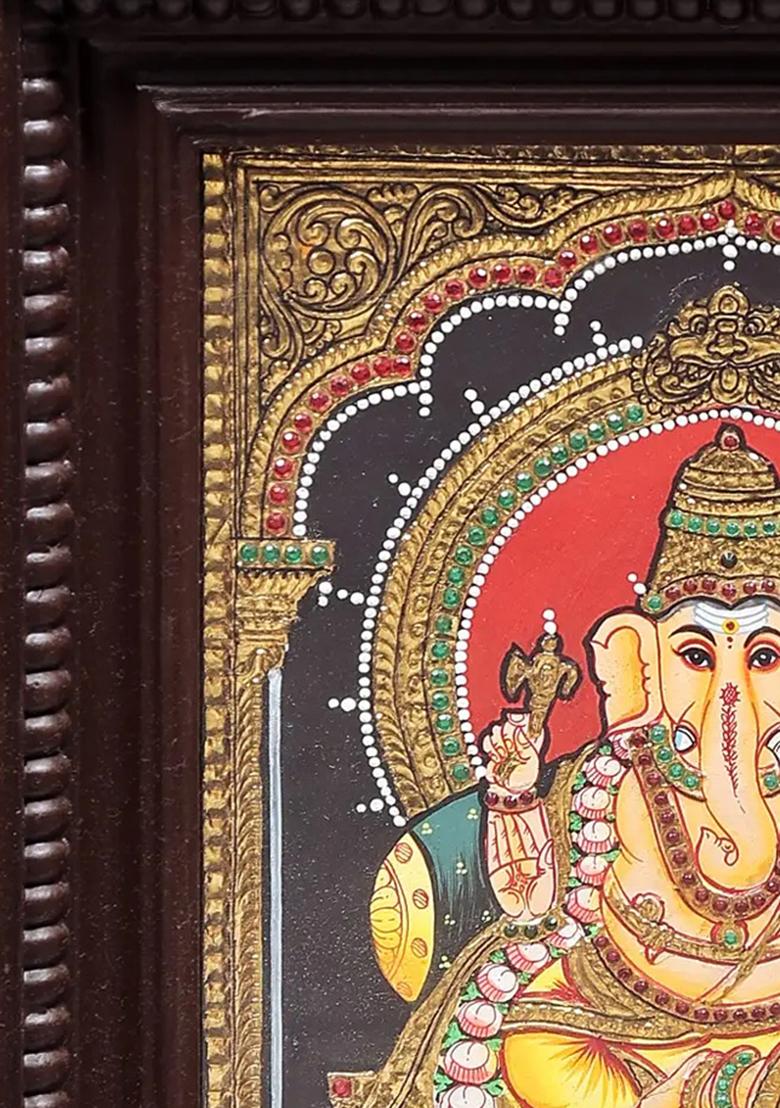 Lord Ganesha Tanjore Painting Gold