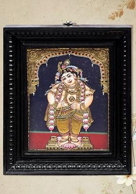 Standing Lord Krishna Tanjore Painting