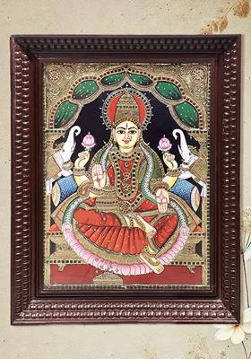 Padmasana Gajalakshmi Tanjore Painting