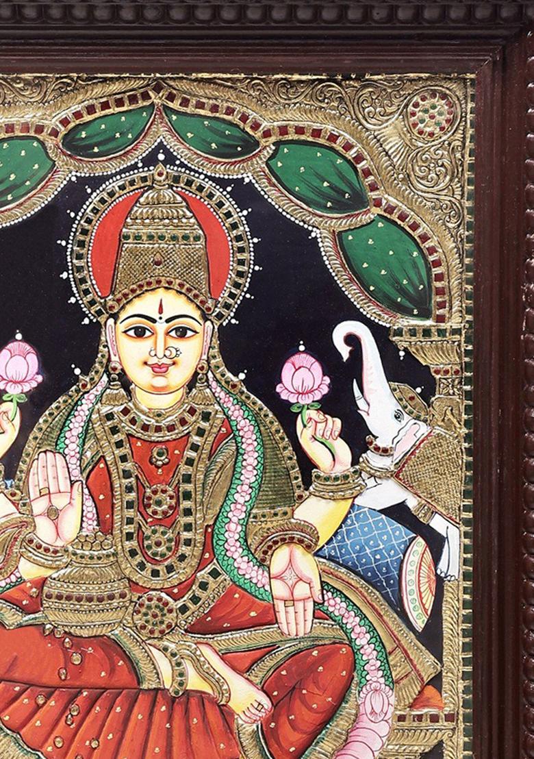 Padmasana Gajalakshmi Tanjore Painting