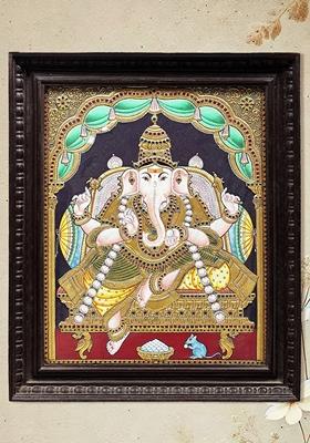 Bhagwan Ganesha Tanjore Painting 24K Gold