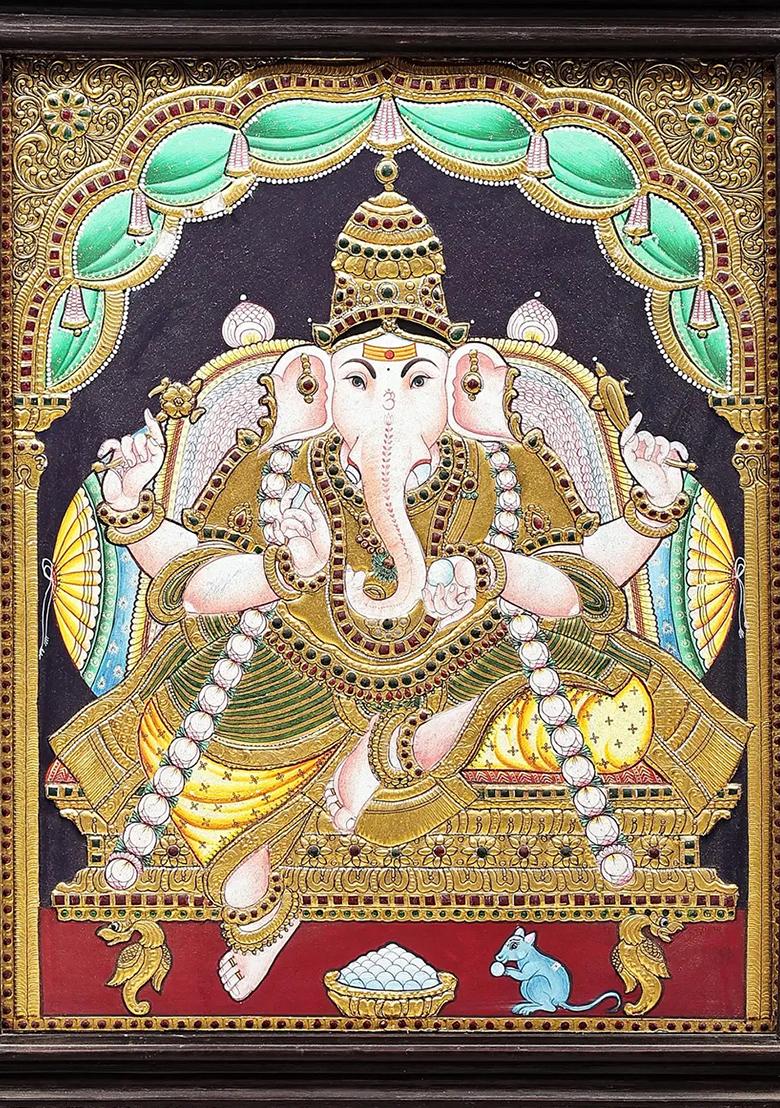 Bhagwan Ganesha Tanjore Painting 24K Gold