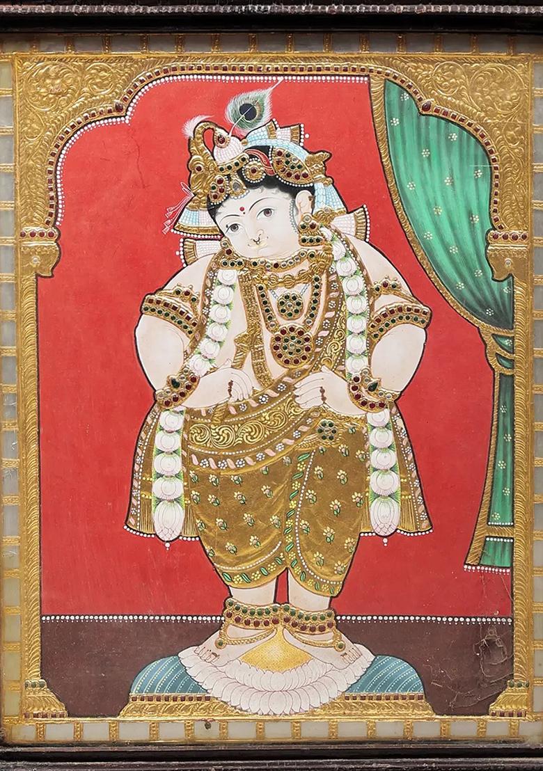 Lord Krishna Tanjore Painting 24K Gold