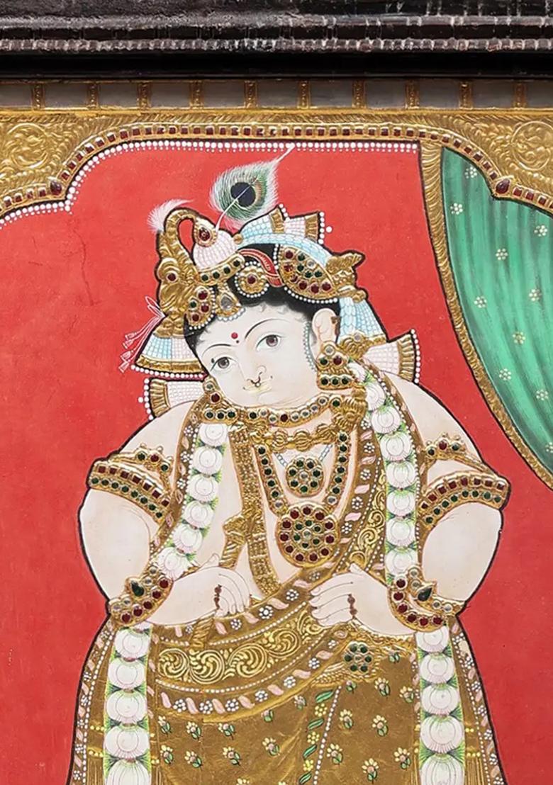 Lord Krishna Tanjore Painting 24K Gold